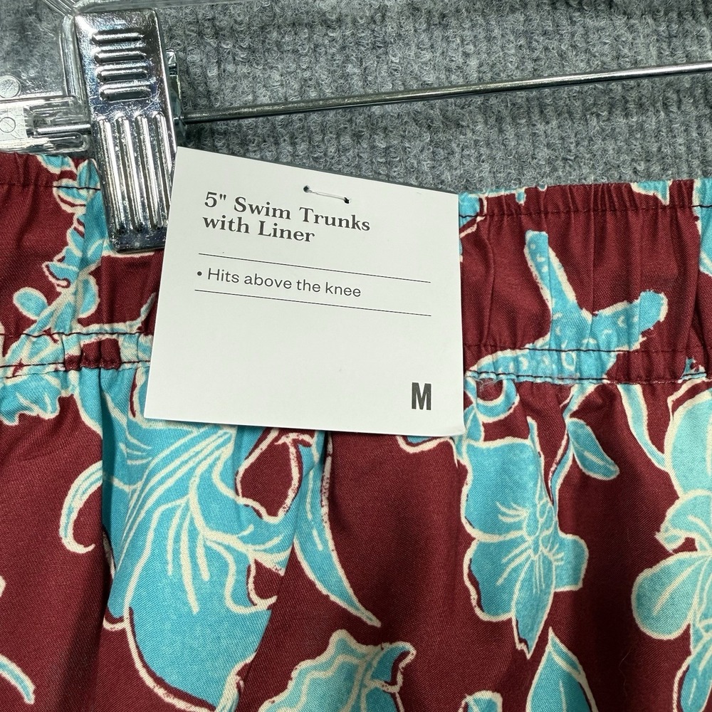 Goodfellow & Co Mens Swim Trunks Medium Red Blue Floral 5" Lined NWT - Picture 3 of 8